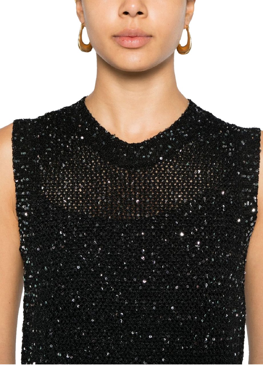 Golden Goose Knit vest with sequins 'Melyssa' Zwart
