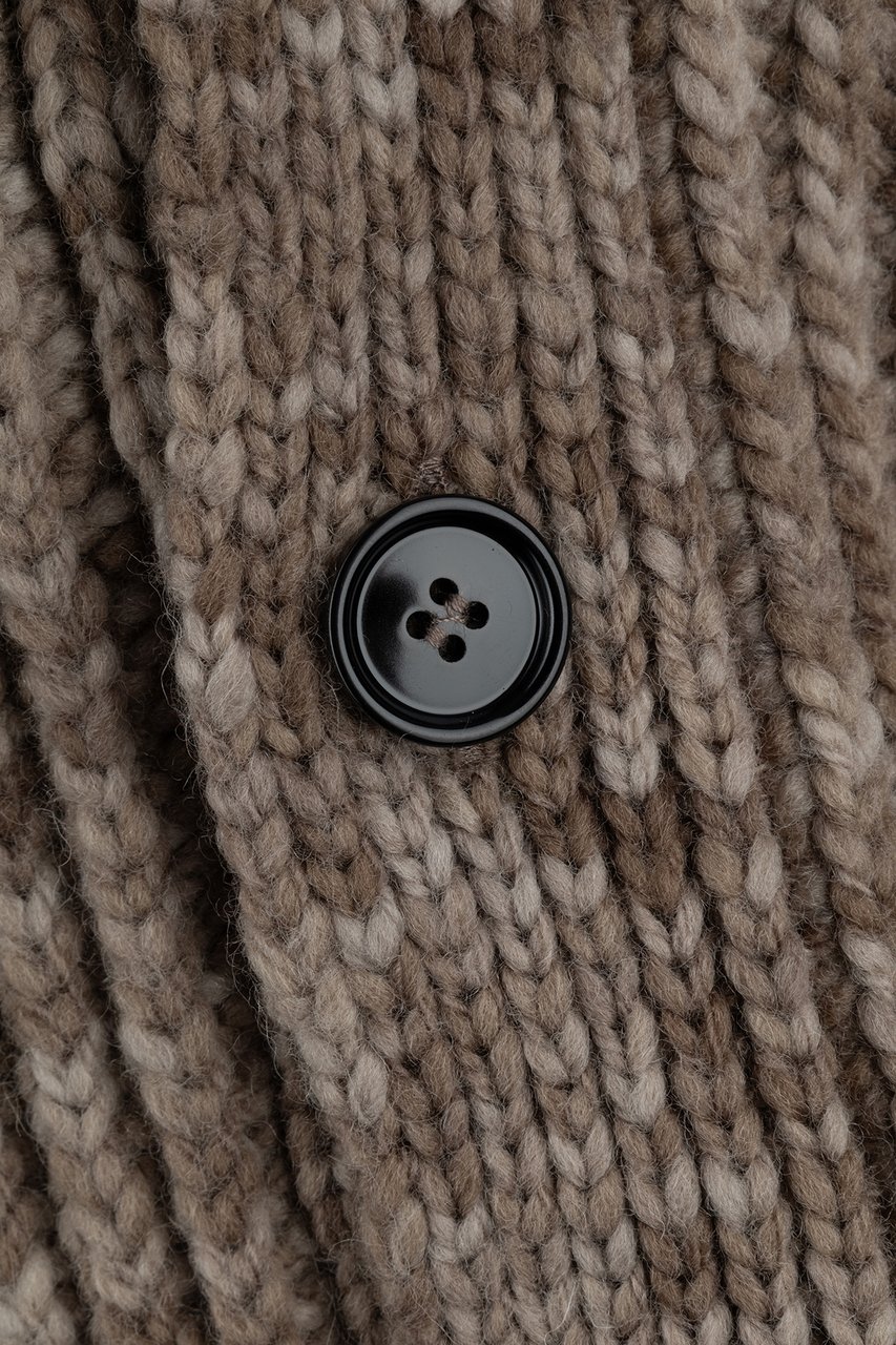 AMI Paris RIBBED CARDIGAN CROP Beige