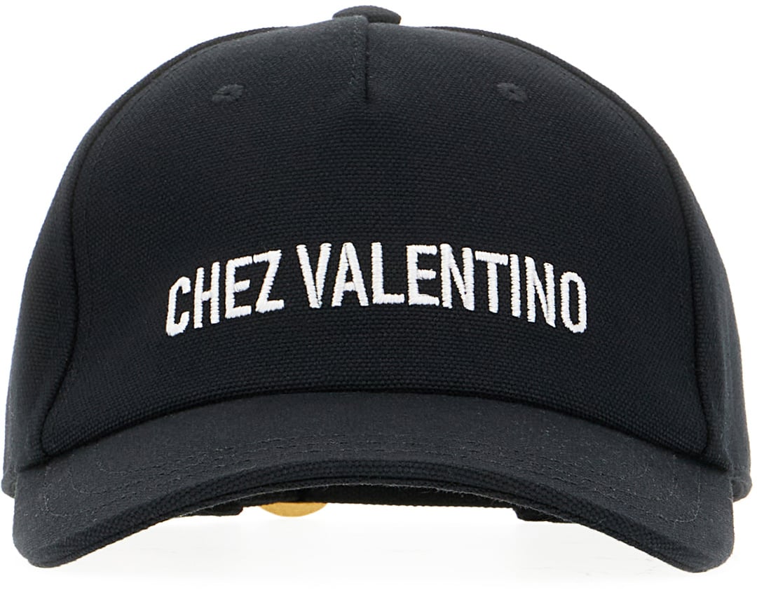 Valentino Valentino Black cotton baseball cap Zwart