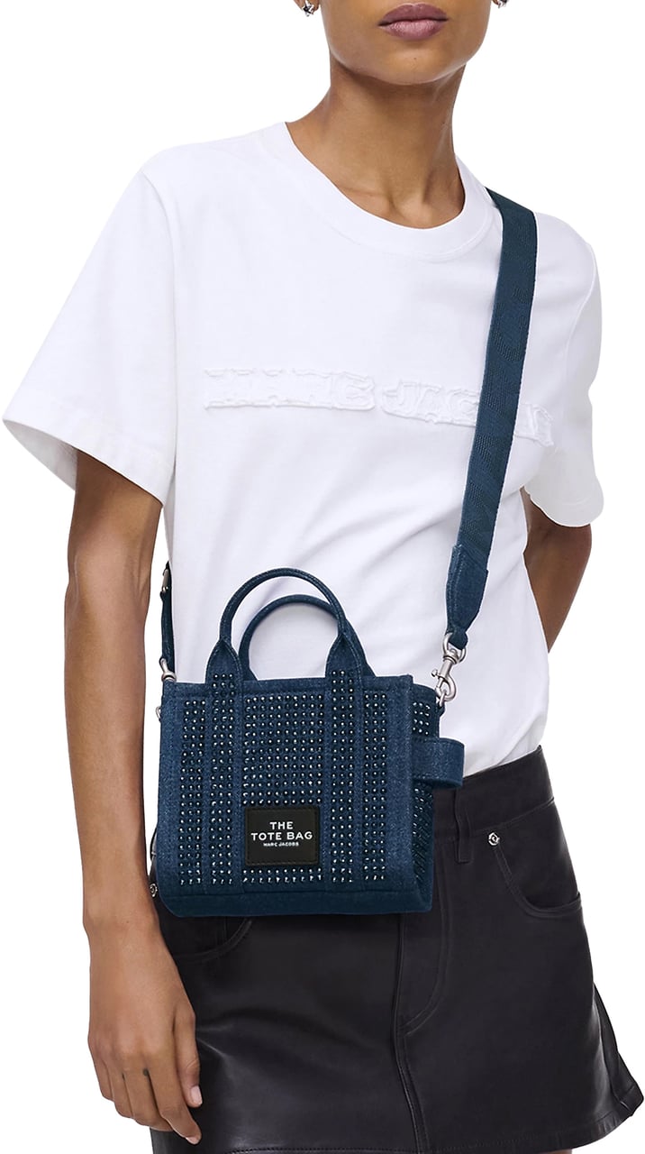 Marc Jacobs The Crossbody Tote Denim Crystal Dark Wash Blue Blauw