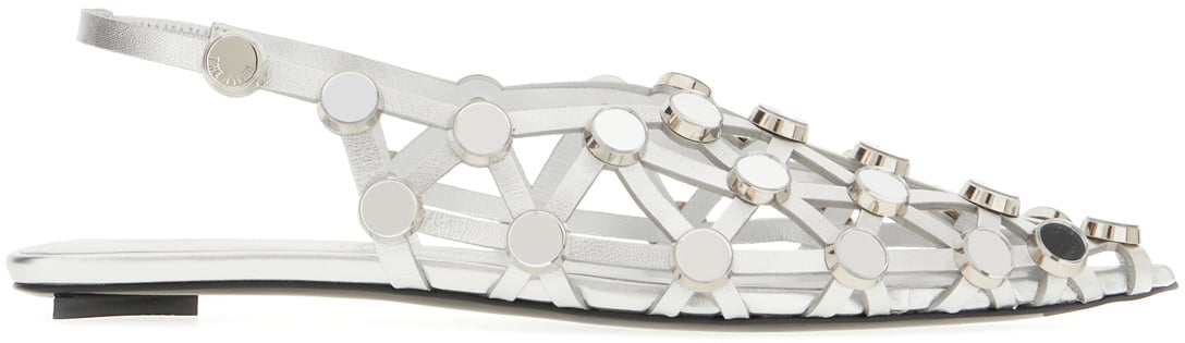 The Attico The Attico Silver nappa leather Grid ballerinas Zilver