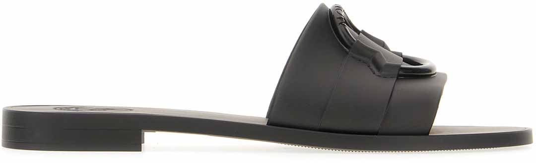 Moncler Moncler Black rubber slippers Zwart