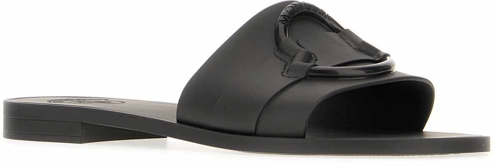 Moncler Moncler Black rubber slippers Zwart