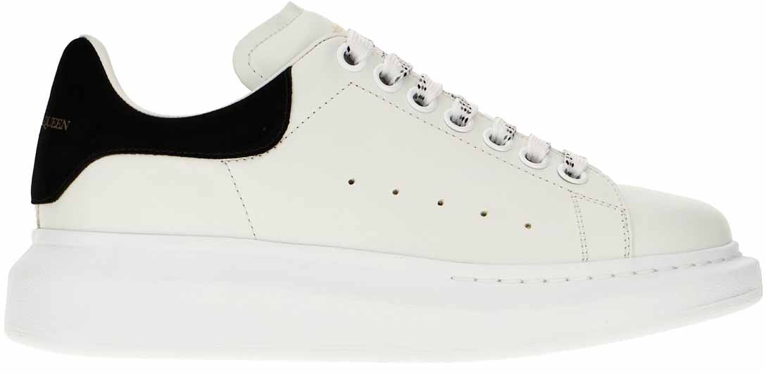 Alexander McQueen Alexander McQueen White leather sneakers with black suede heel Wit