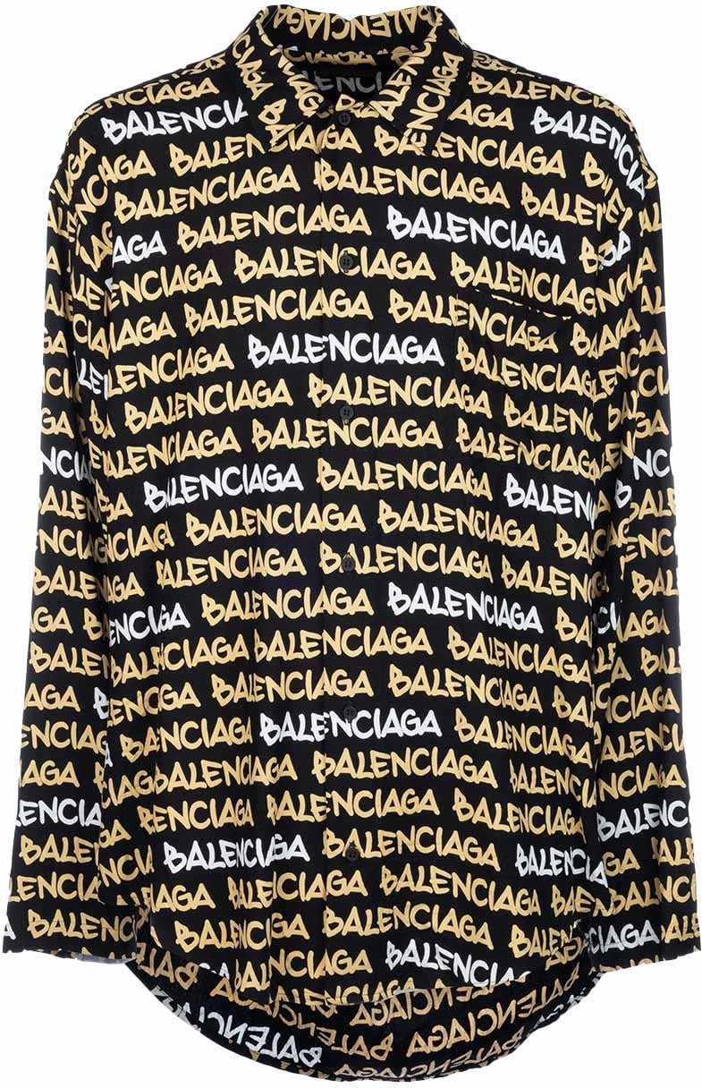 Balenciaga L/S Minimal Shirt Blackbeige Zwart
