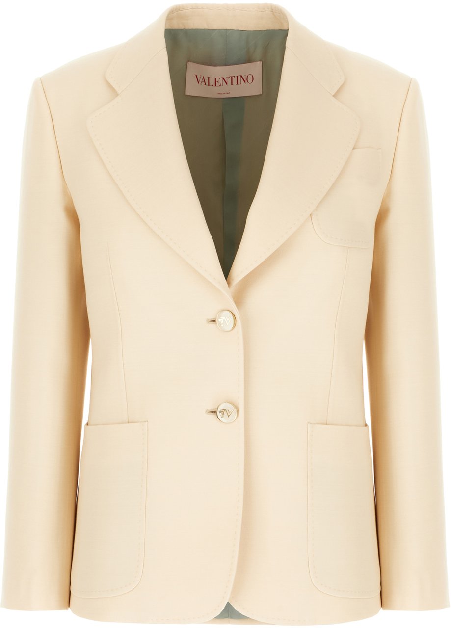 Valentino Valentino Cream wool blend blazer Geel