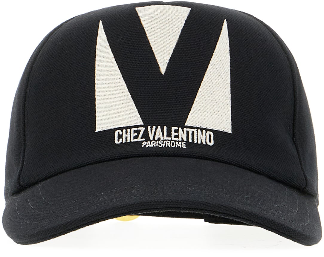 Valentino Valentino Black cotton baseball cap Zwart