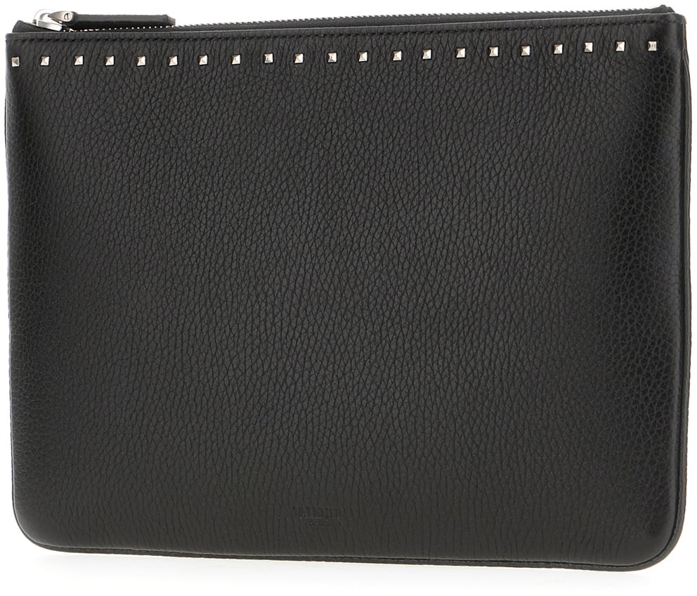 Valentino Valentino Black leather pouch Zwart