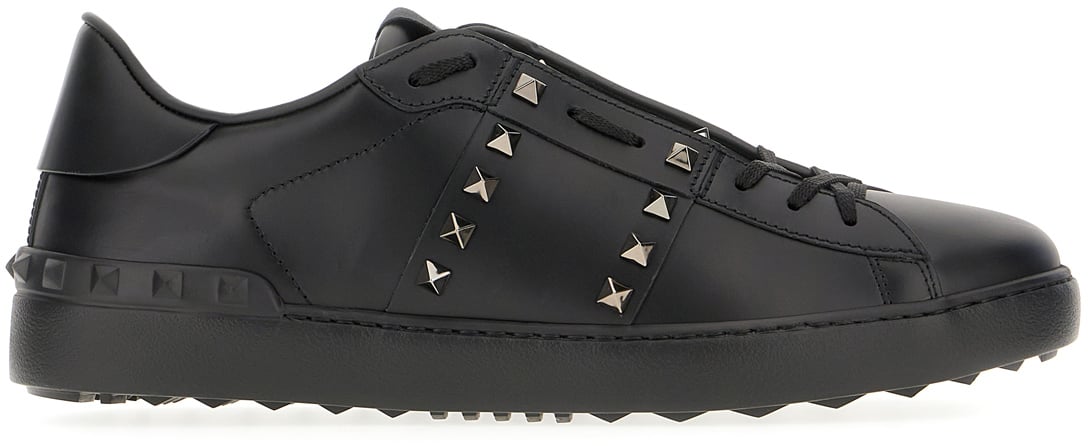 Valentino Valentino Black leather Rockstud sneakers Zwart