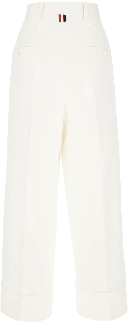 Thom Browne Thom Browne Ivory cotton blend pants Neutraal