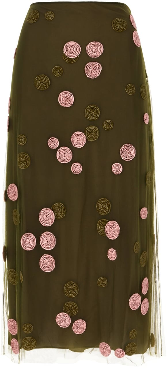 Fendi Fendi Military green tulle skirt Groen