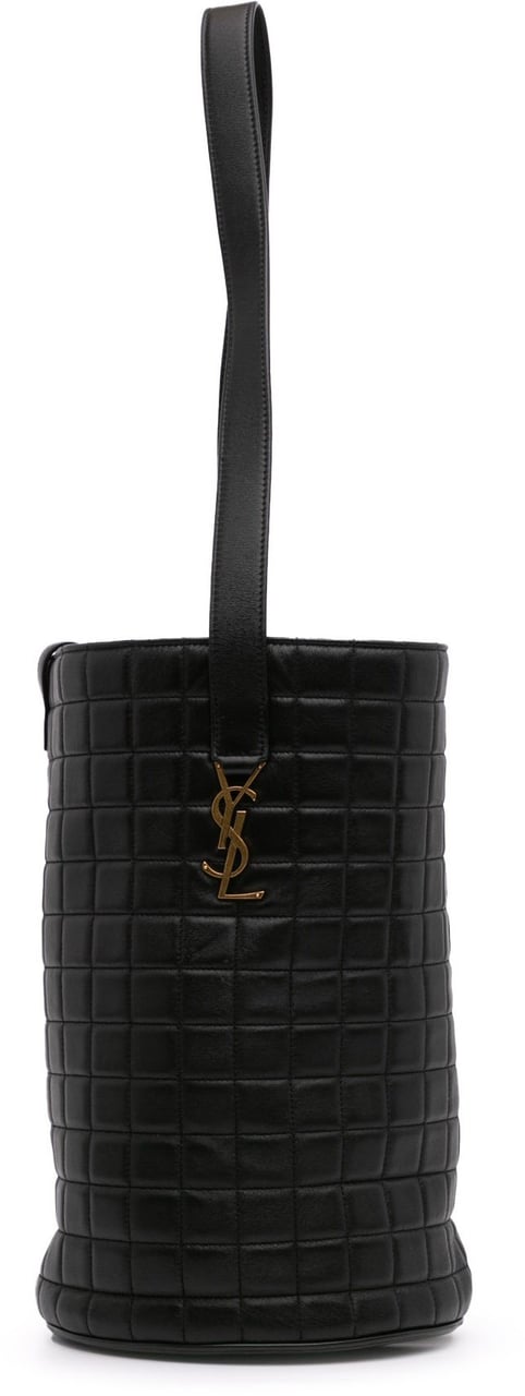 Saint Laurent Medium Lambskin Cecile Bucket Bag Zwart