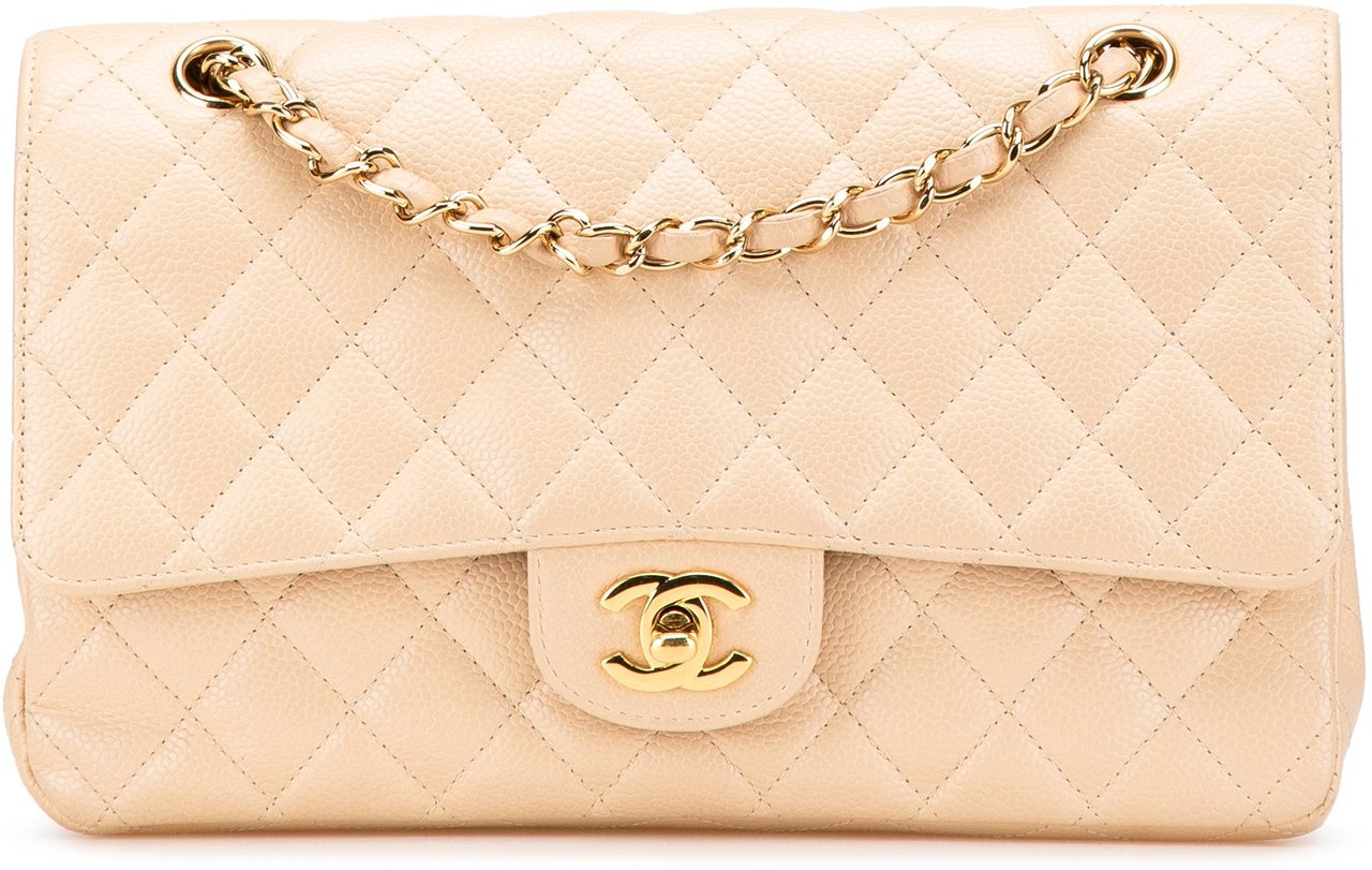 Chanel Medium Classic Caviar Double Flap Bruin