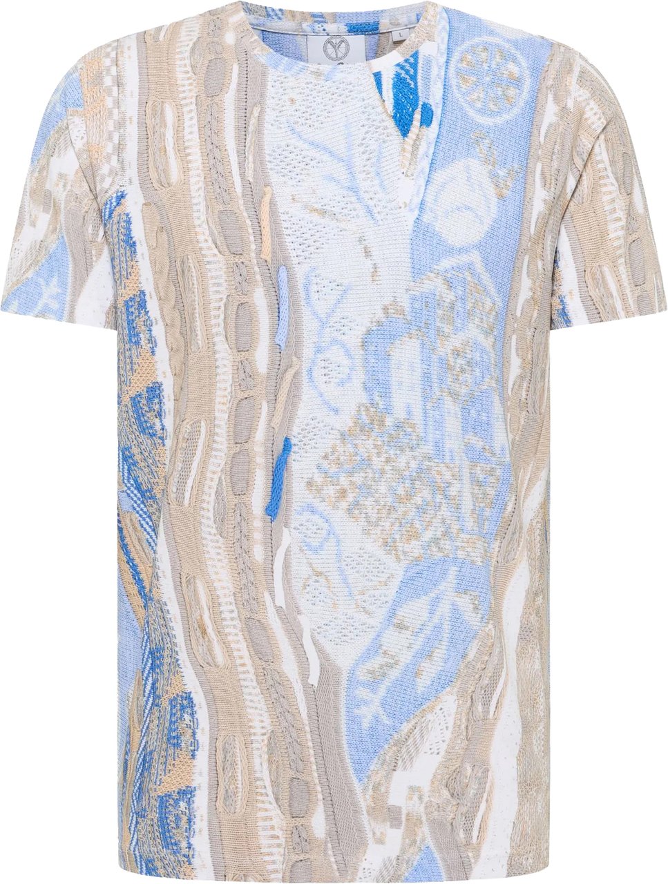 Carlo Colucci Knit Print T-shirt Beige Blue Beige