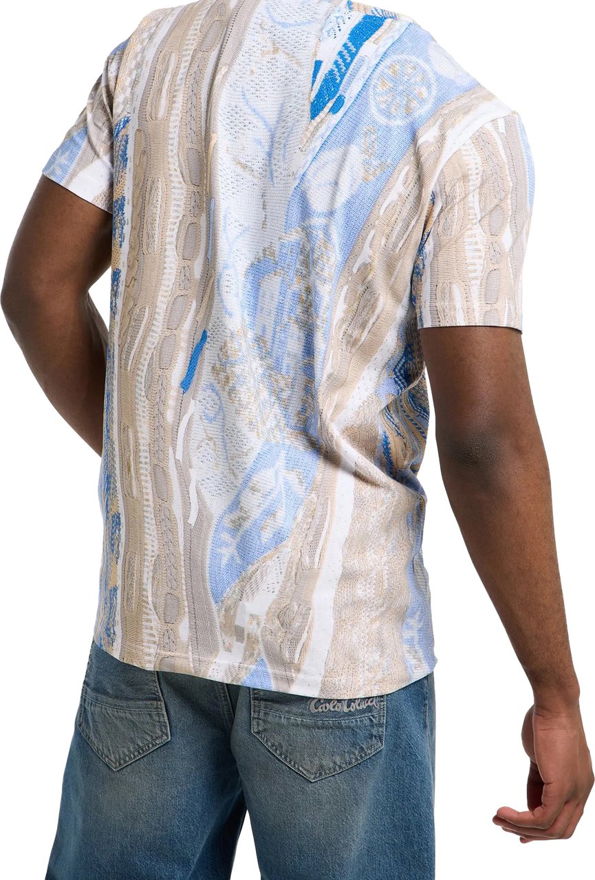 Carlo Colucci Knit Print T-shirt Beige Blue Beige