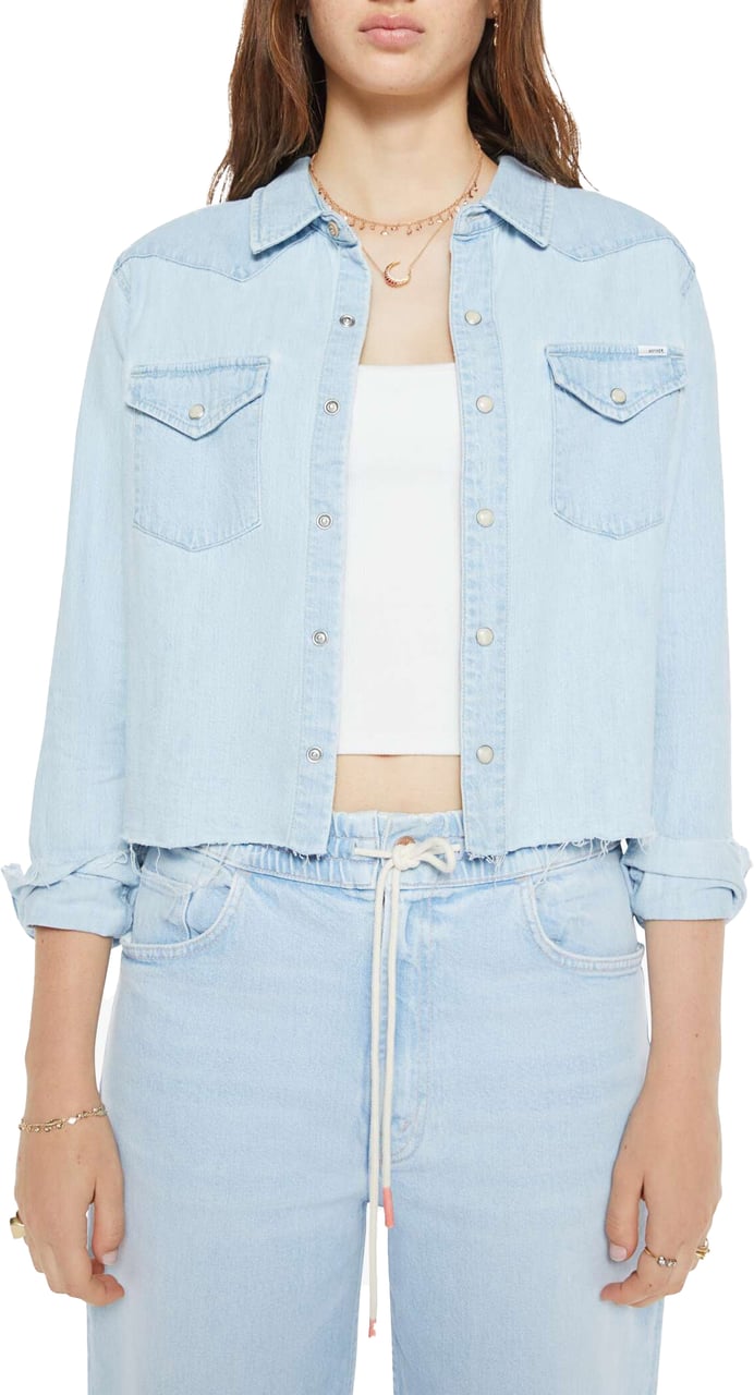 Mother Denim The super exes crop step fray Blauw