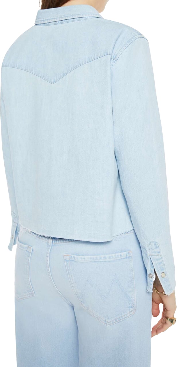 Mother Denim The super exes crop step fray Blauw