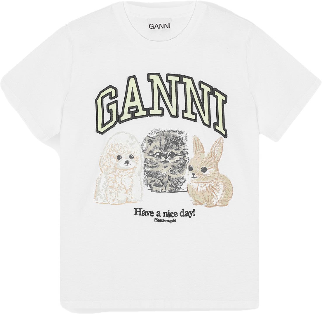 Ganni t-shirt white Wit