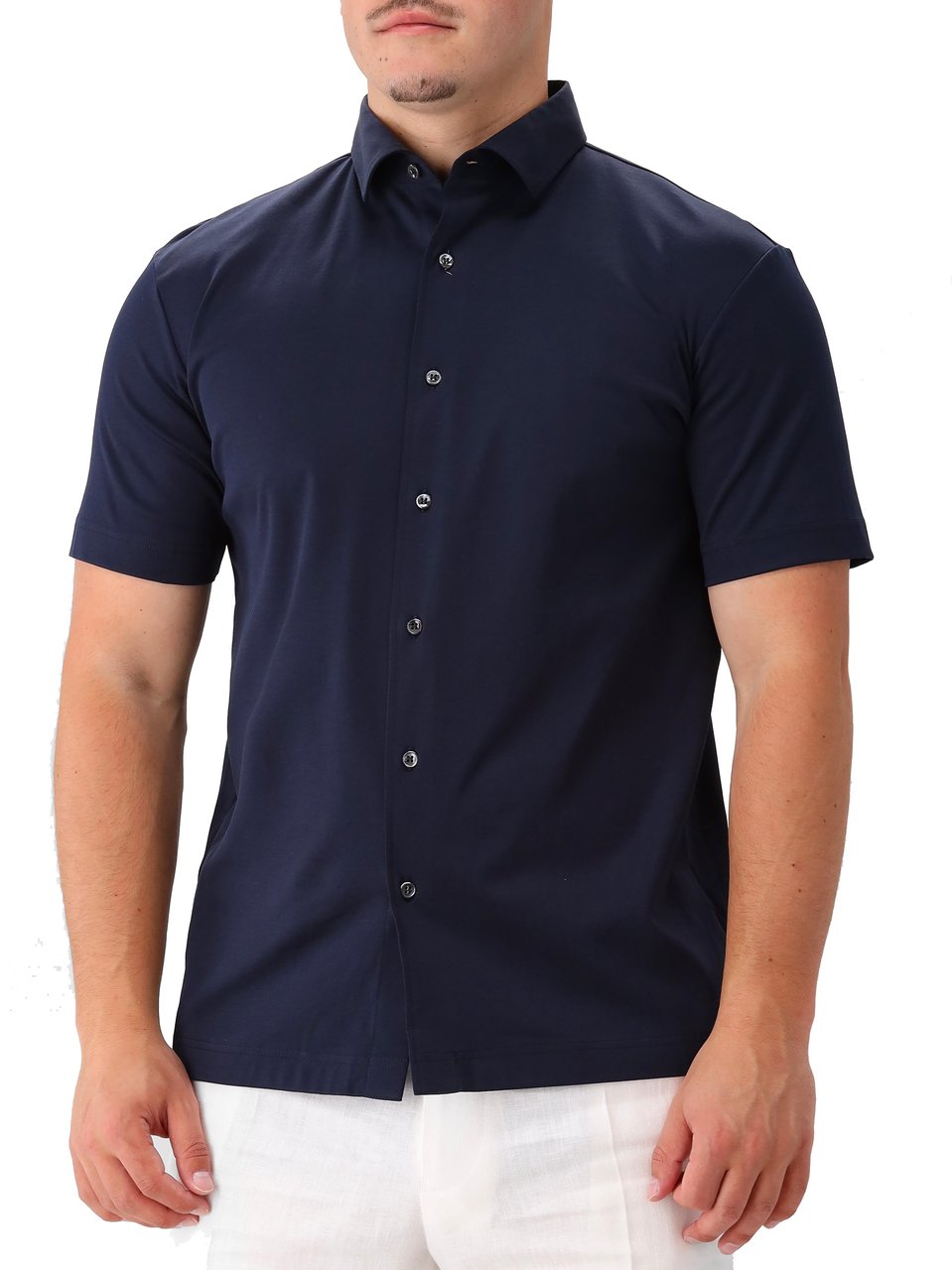 Valenza Heren Interlock Supima Shirt Blauw Blauw