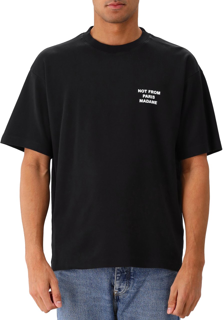 Drôle de Monsieur Heren Slogan T-Shirt Zwart Zwart