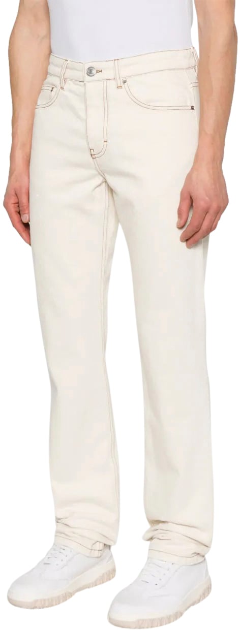 AMI Paris jean a patch logo Beige