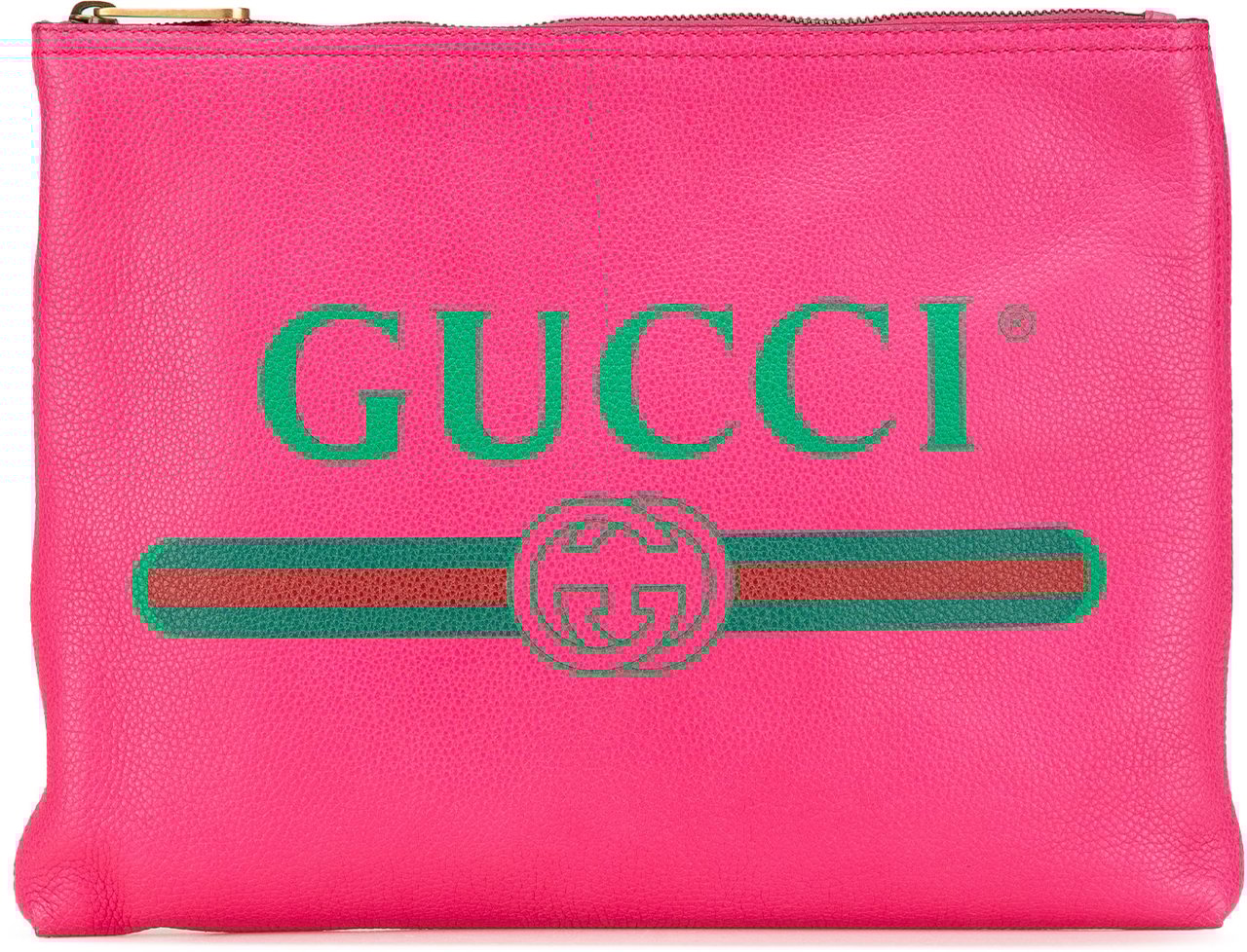 Gucci Medium Leather Logo Portfolio Clutch Roze