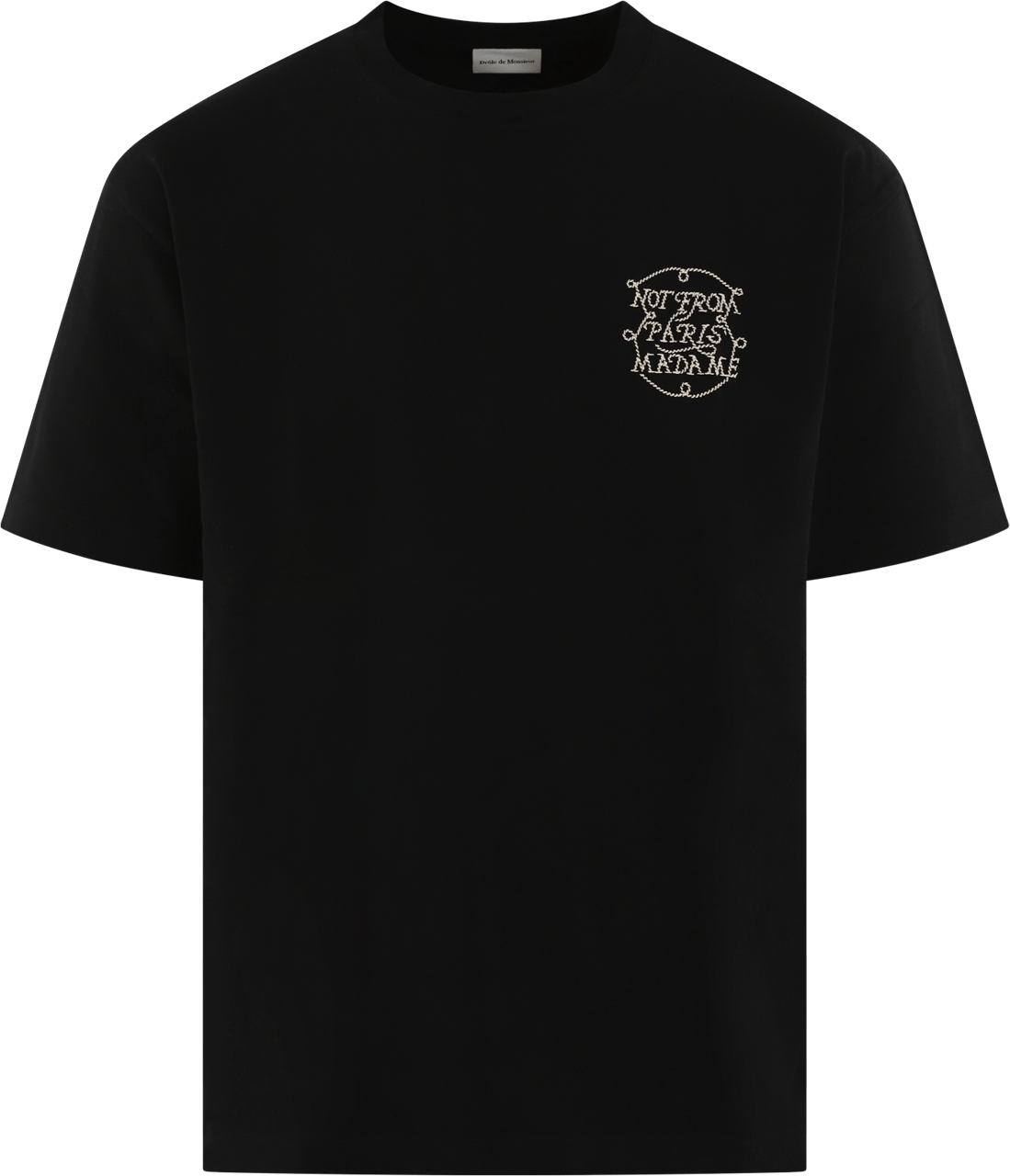 Drôle de Monsieur Heren Slogan Tresses T-Shirt Zwart Zwart