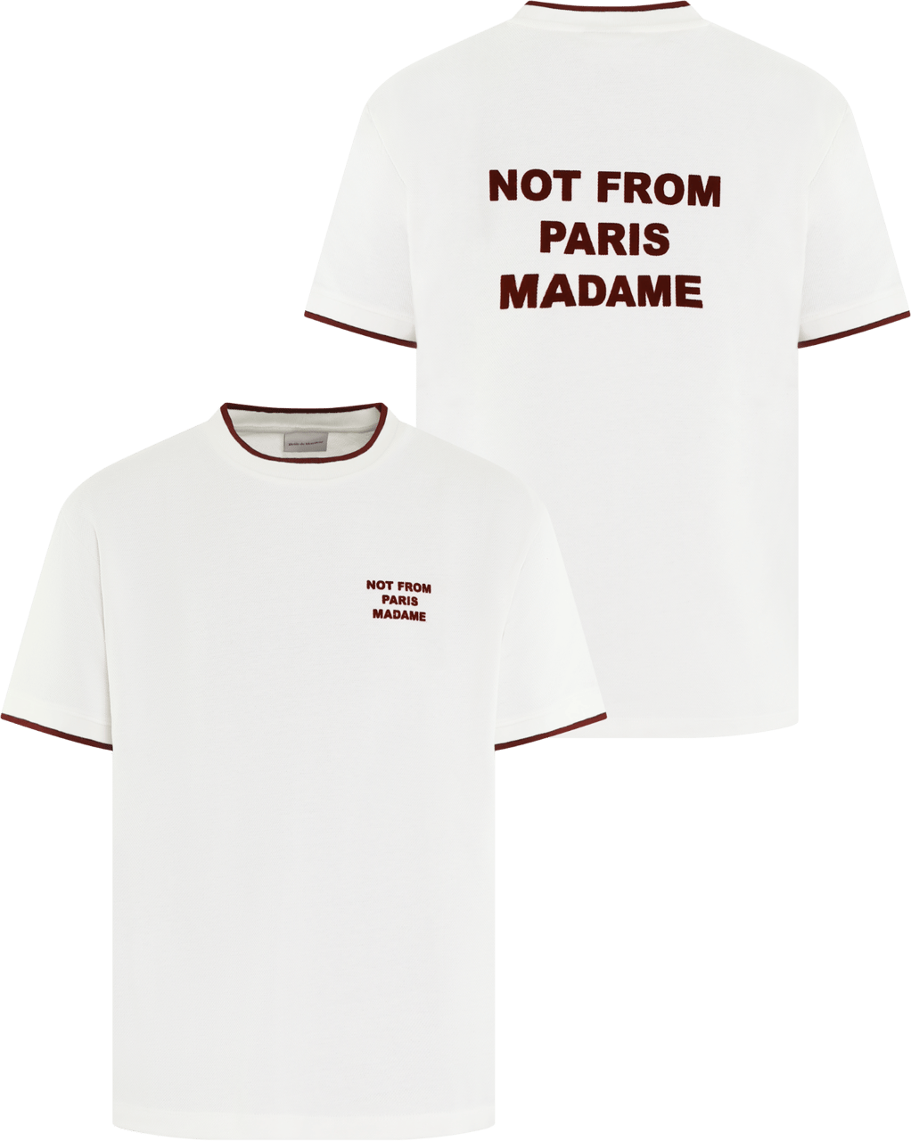 Drôle de Monsieur Heren Slogan Piqué T-Shirt Wit Wit