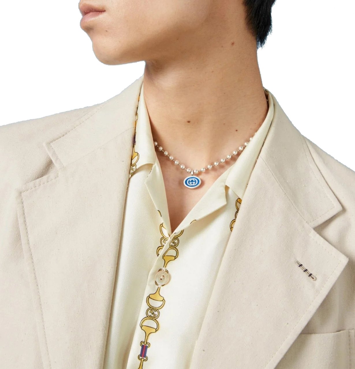 Gucci Gg Logo Silver Chain Boule Necklace Zilver