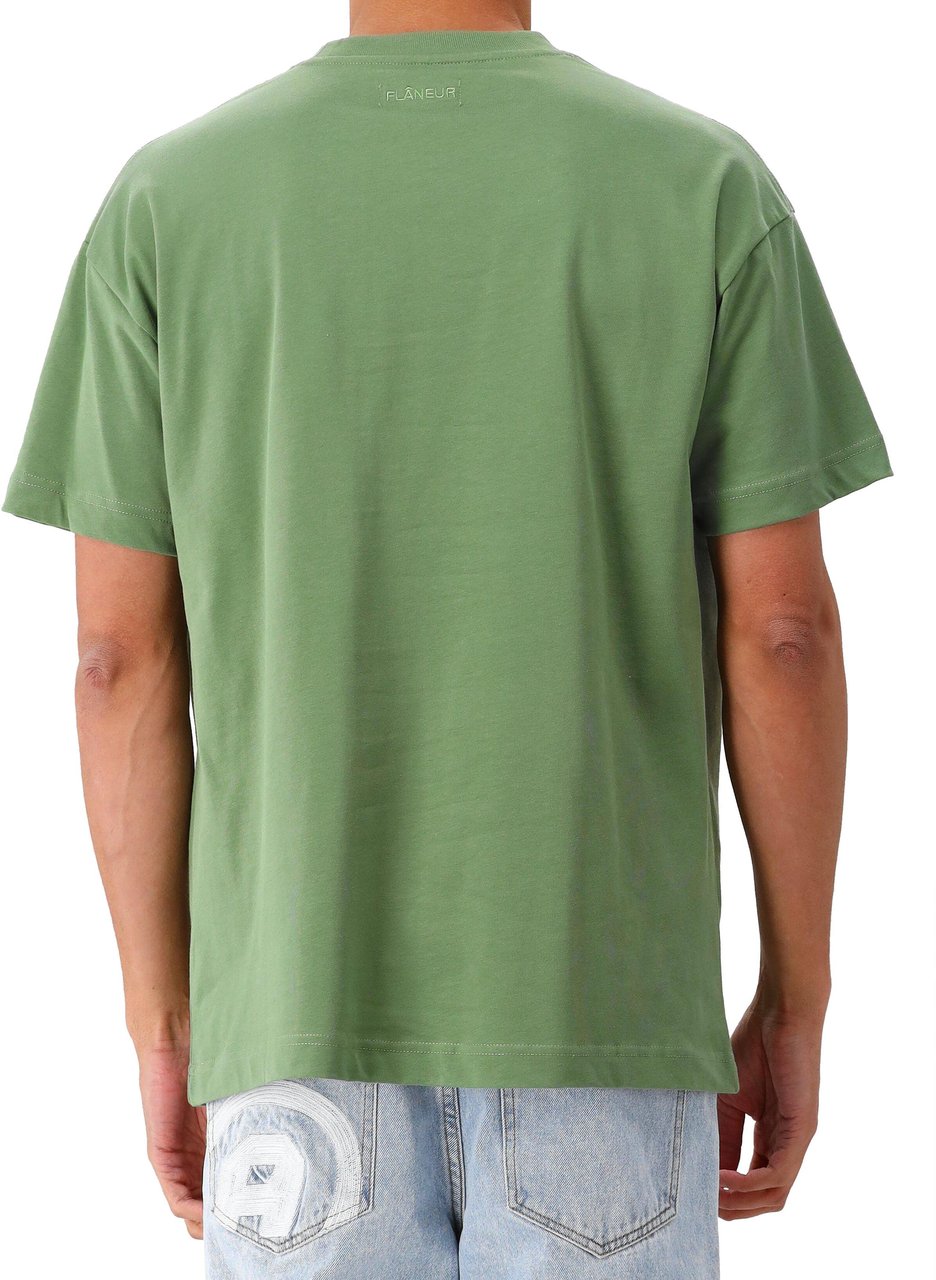 FLÂNEUR Flâneur T-shirt Groen Logo Khaki Groen