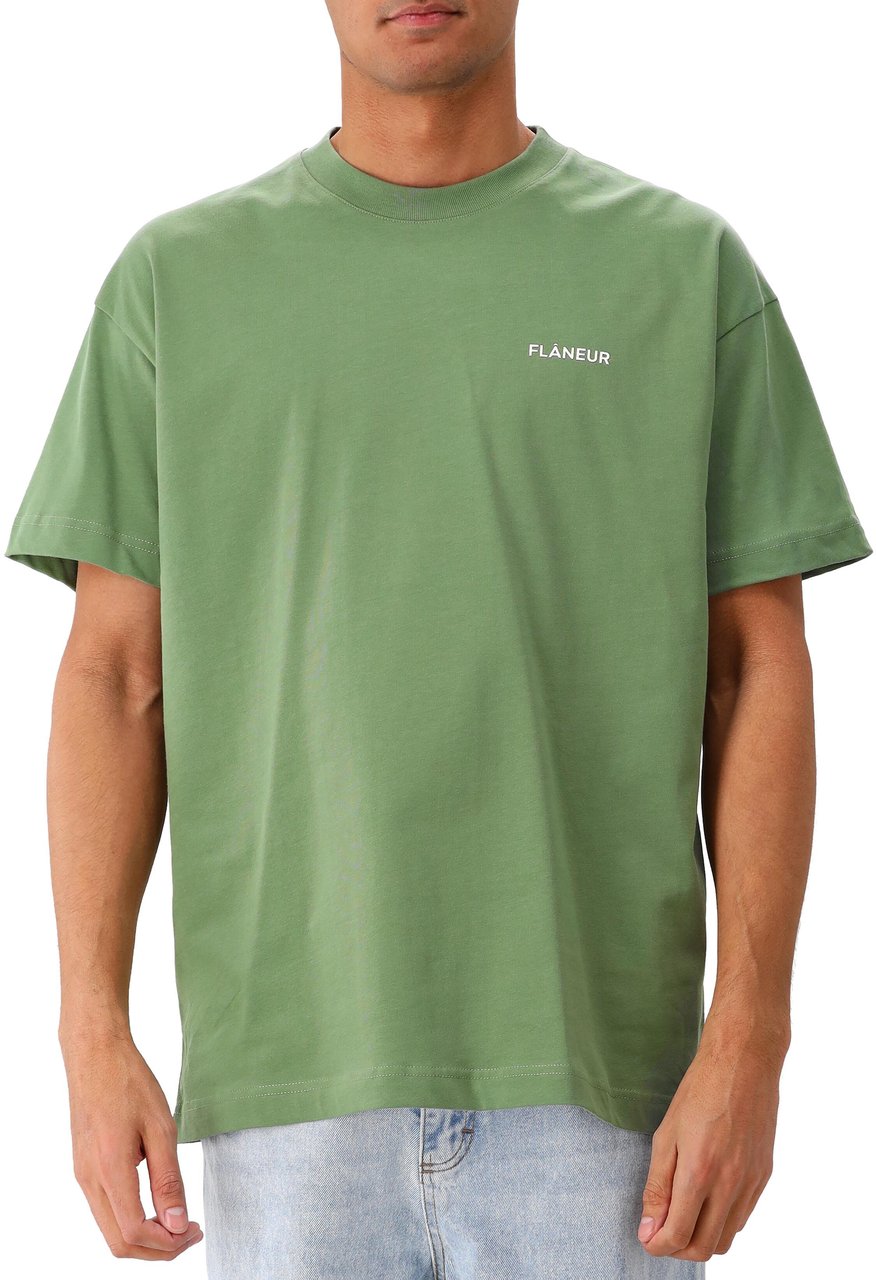 FLÂNEUR Flâneur T-shirt Groen Logo Khaki Groen