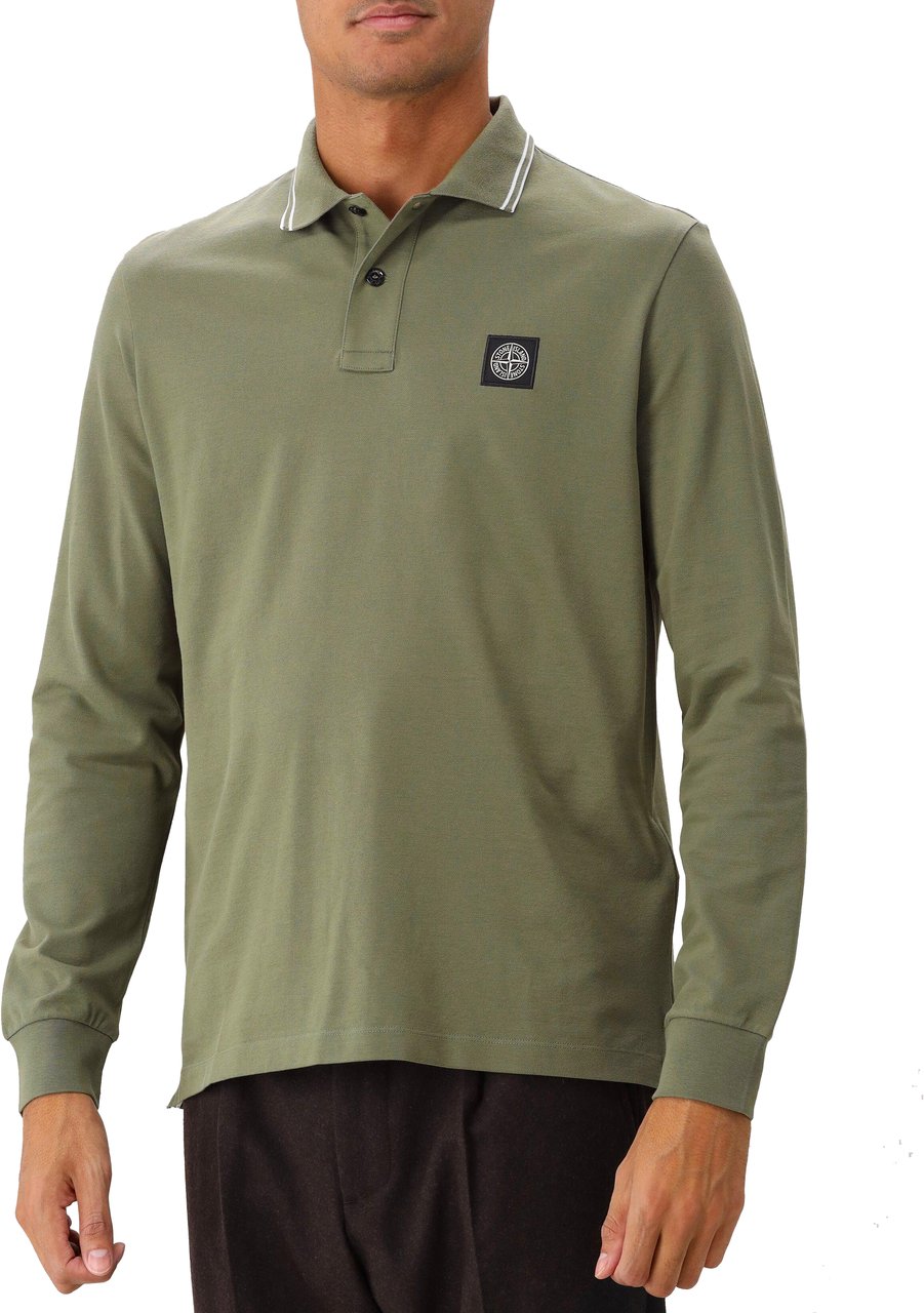 Stone Island Stone Island Longsleeve Polo Green 2SL18 Groen