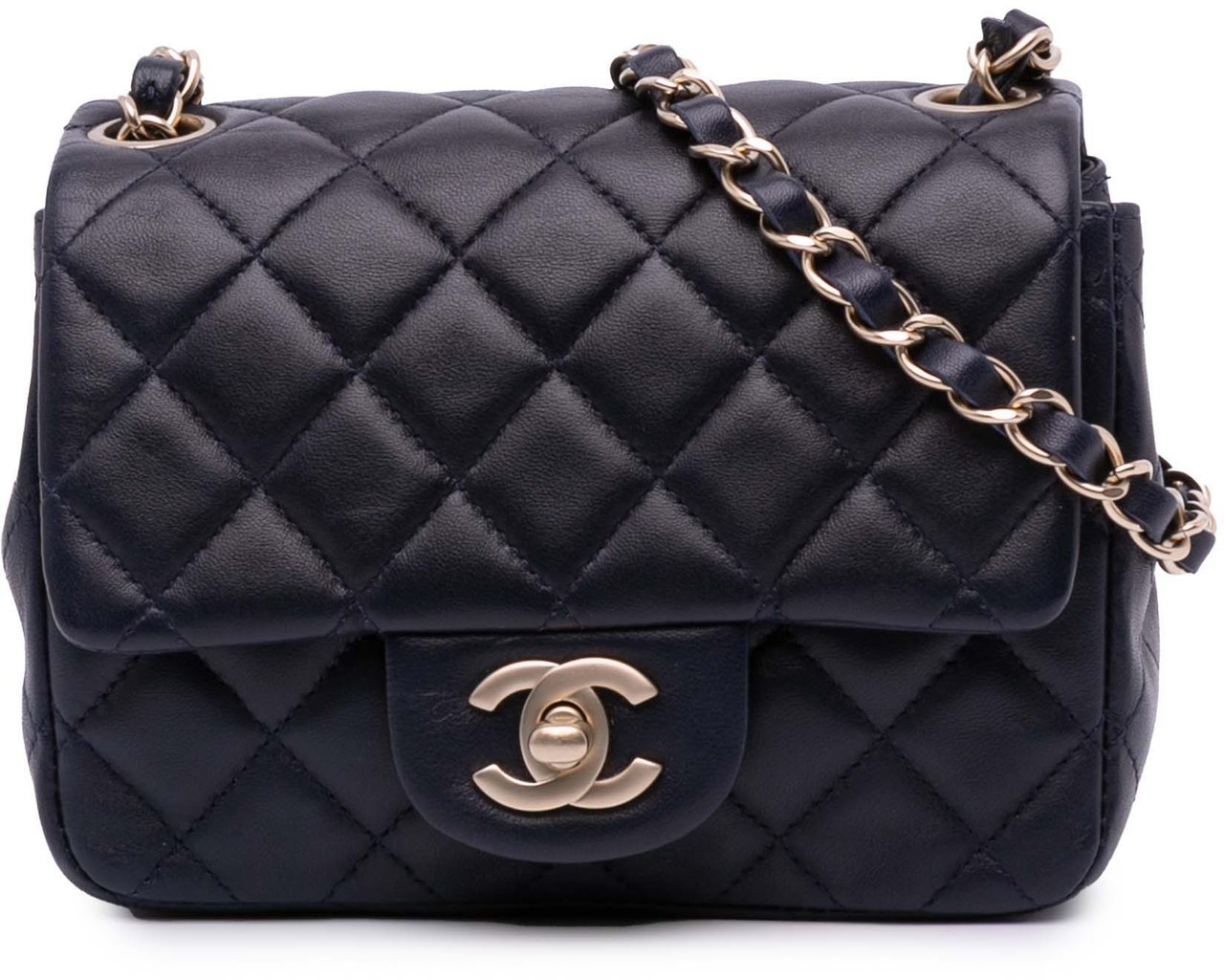 Chanel Mini Square Classic Lambskin Single Flap Blauw