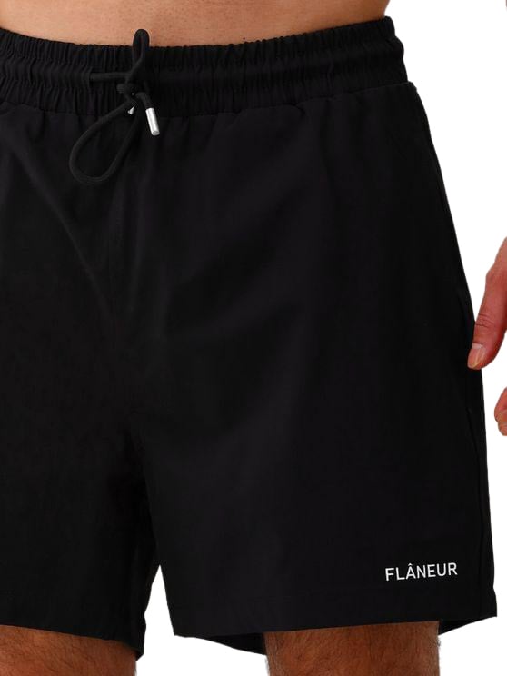 FLÂNEUR Logo Swim Shorts | Black Zwart