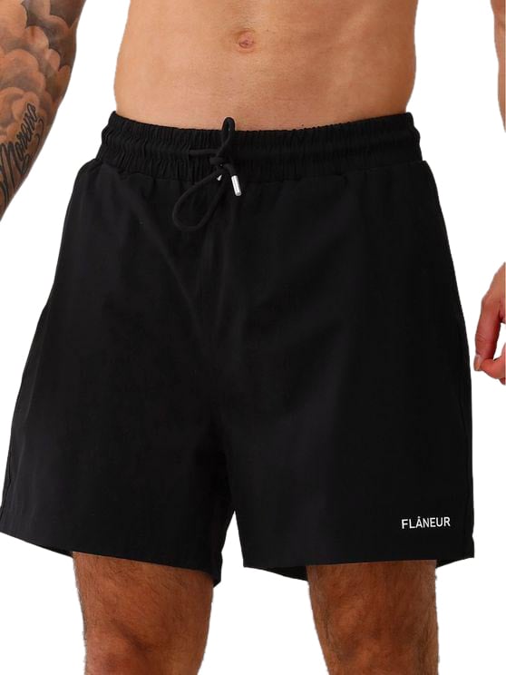 FLÂNEUR Logo Swim Shorts | Black Zwart