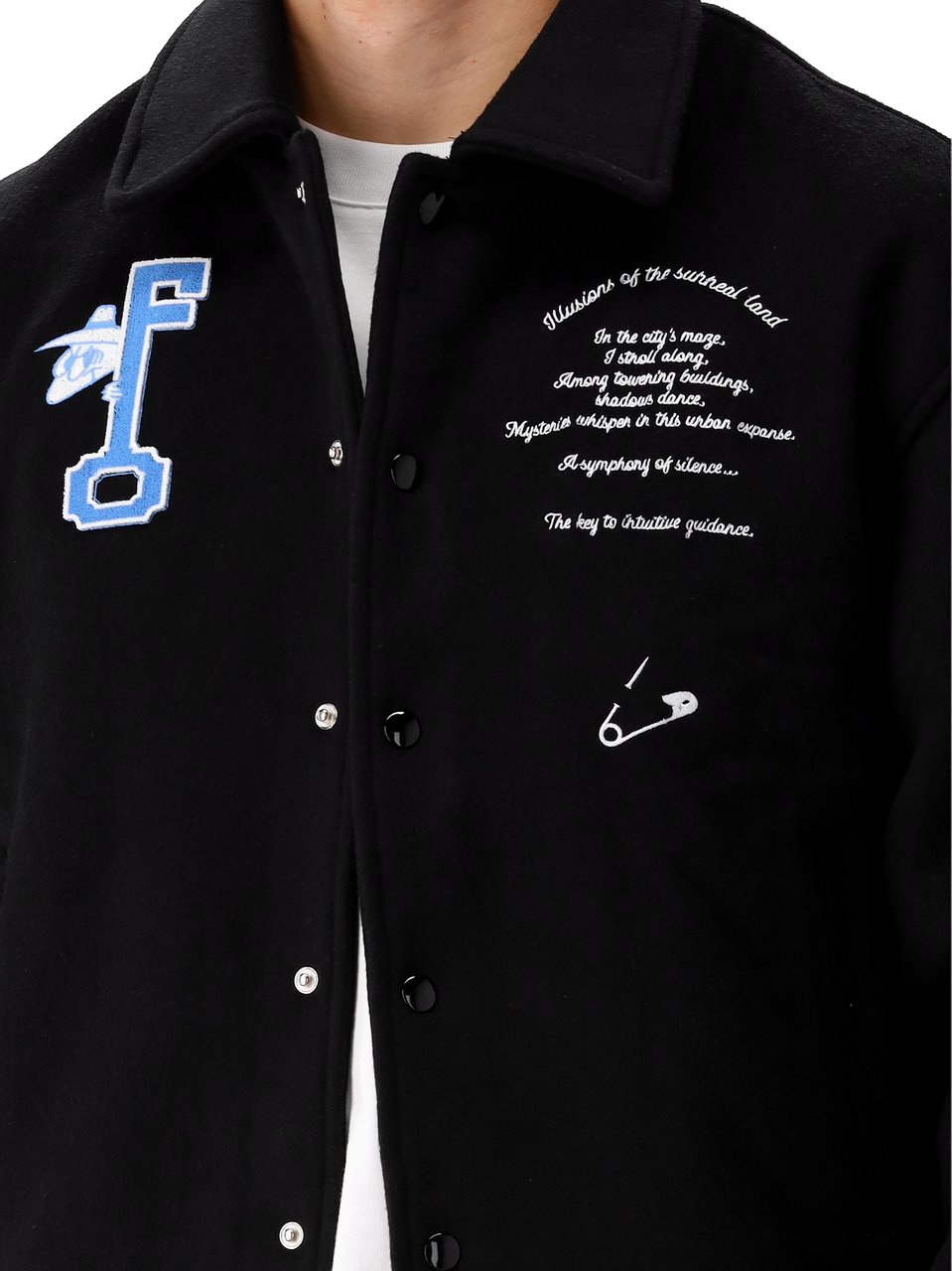 FLÂNEUR Varsity Jacket | Black Zwart