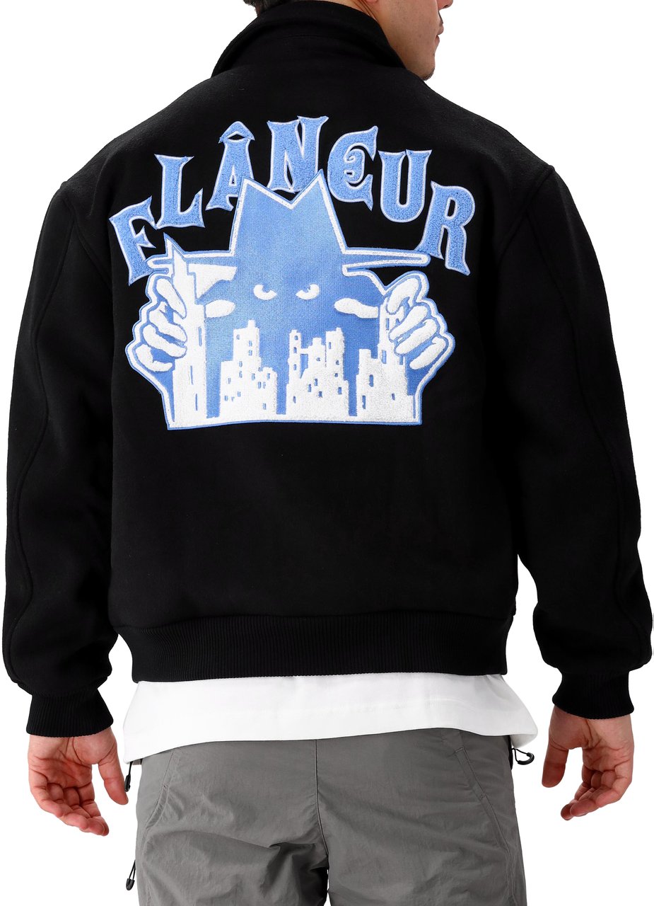 FLÂNEUR Varsity Jacket | Black Zwart