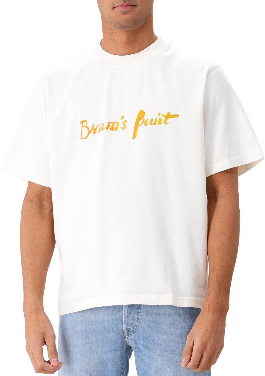 Bram's Fruit Mum's Script Logo T-Shirt - White Wit