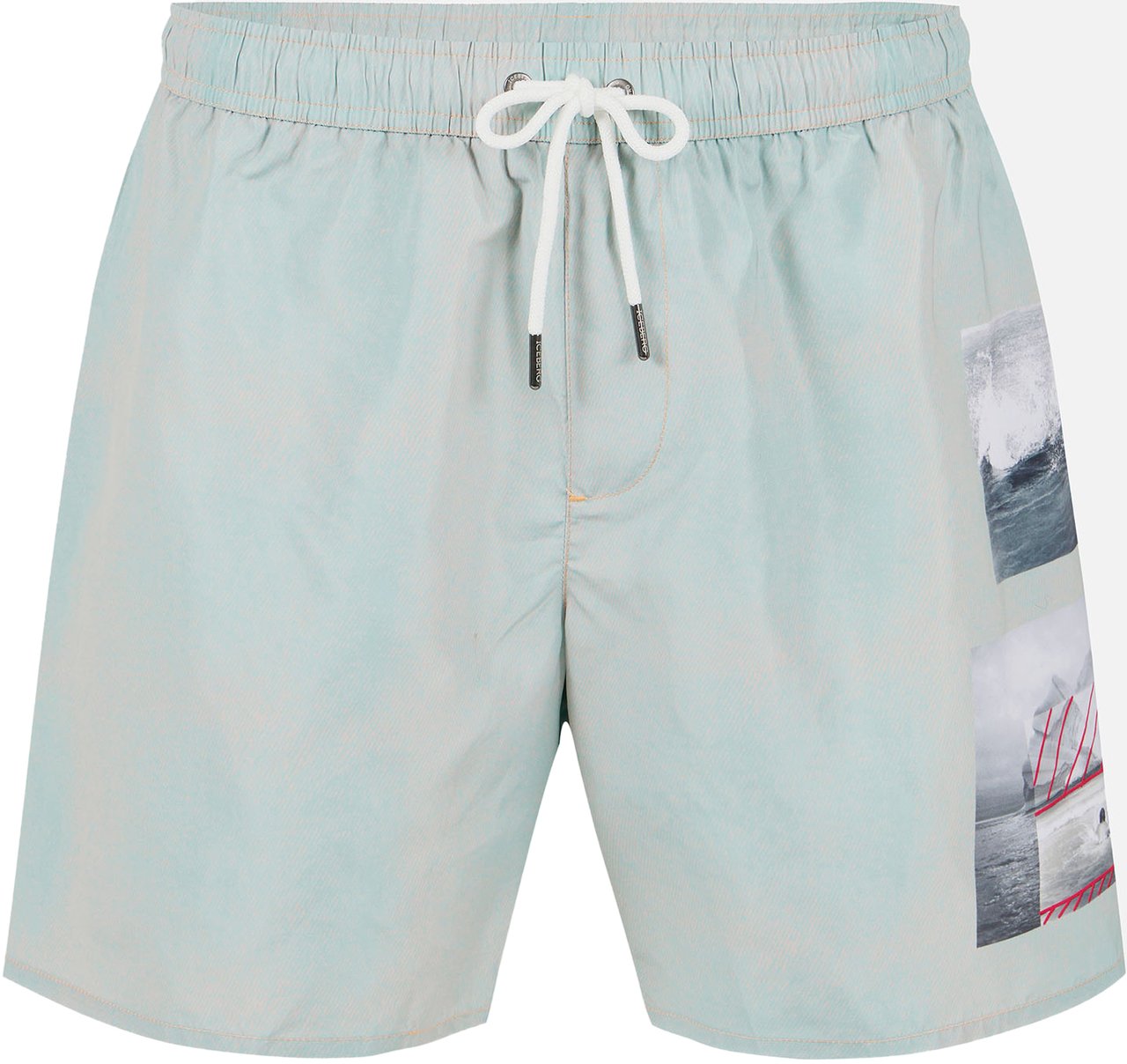 Iceberg Sage green swim trunks with prints and drawstring Groen