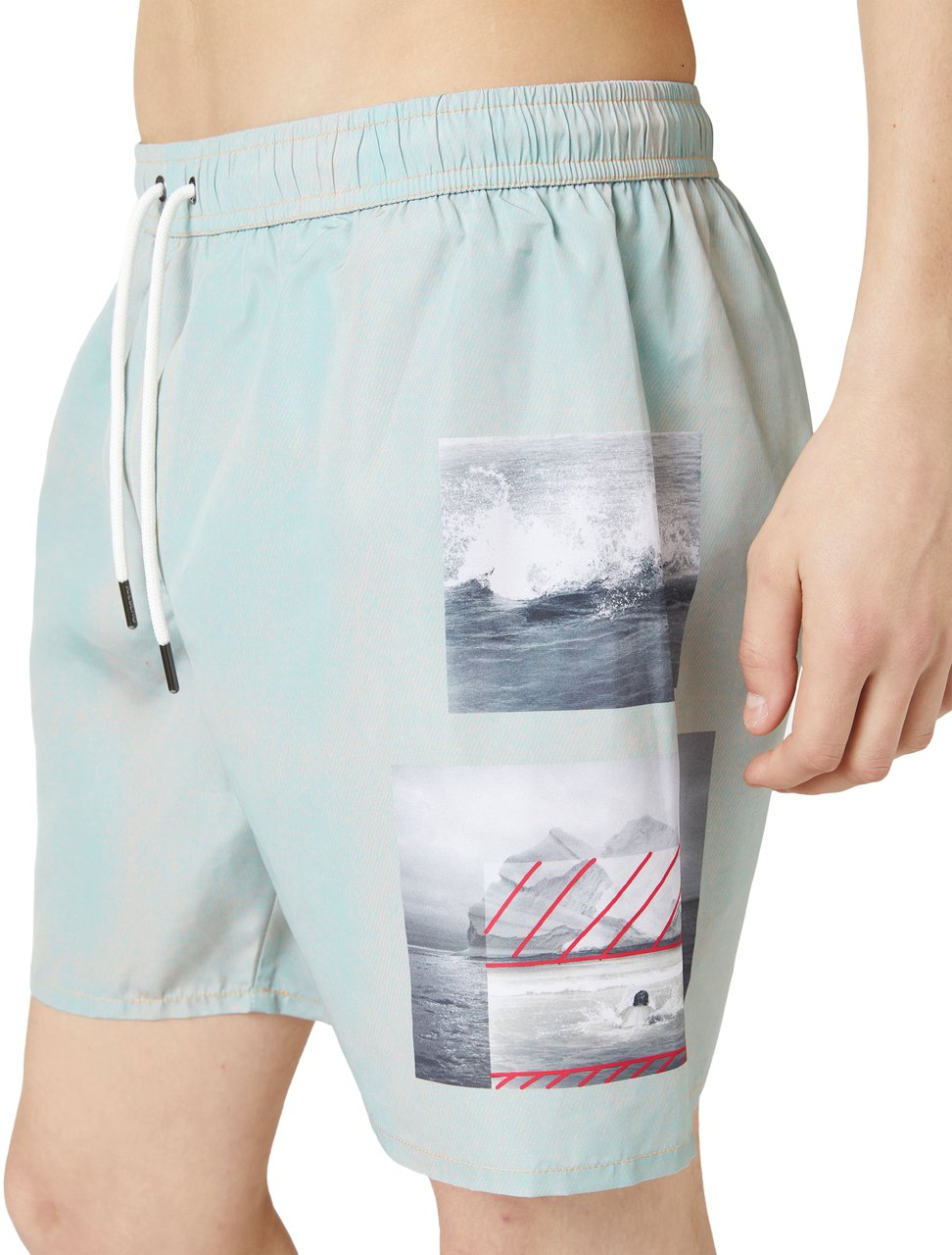 Iceberg Sage green swim trunks with prints and drawstring Groen