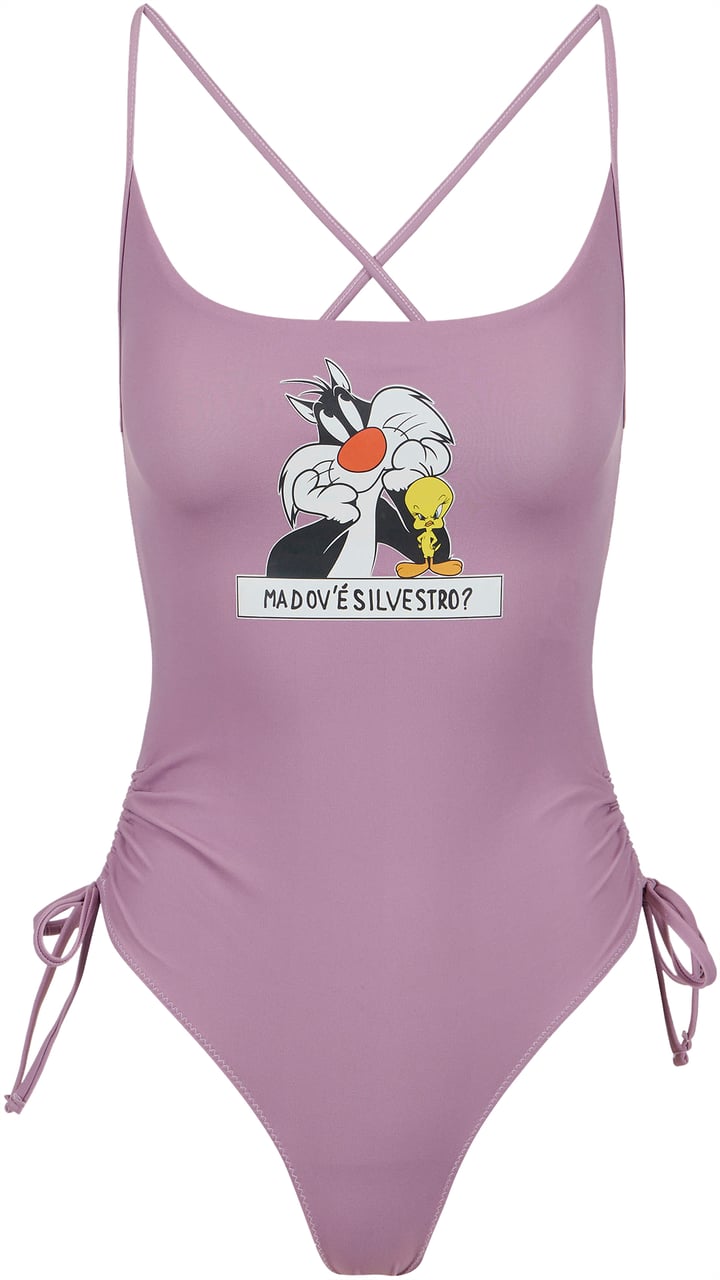 Iceberg Purple one-piece with Looney Tunes print on the chest Paars