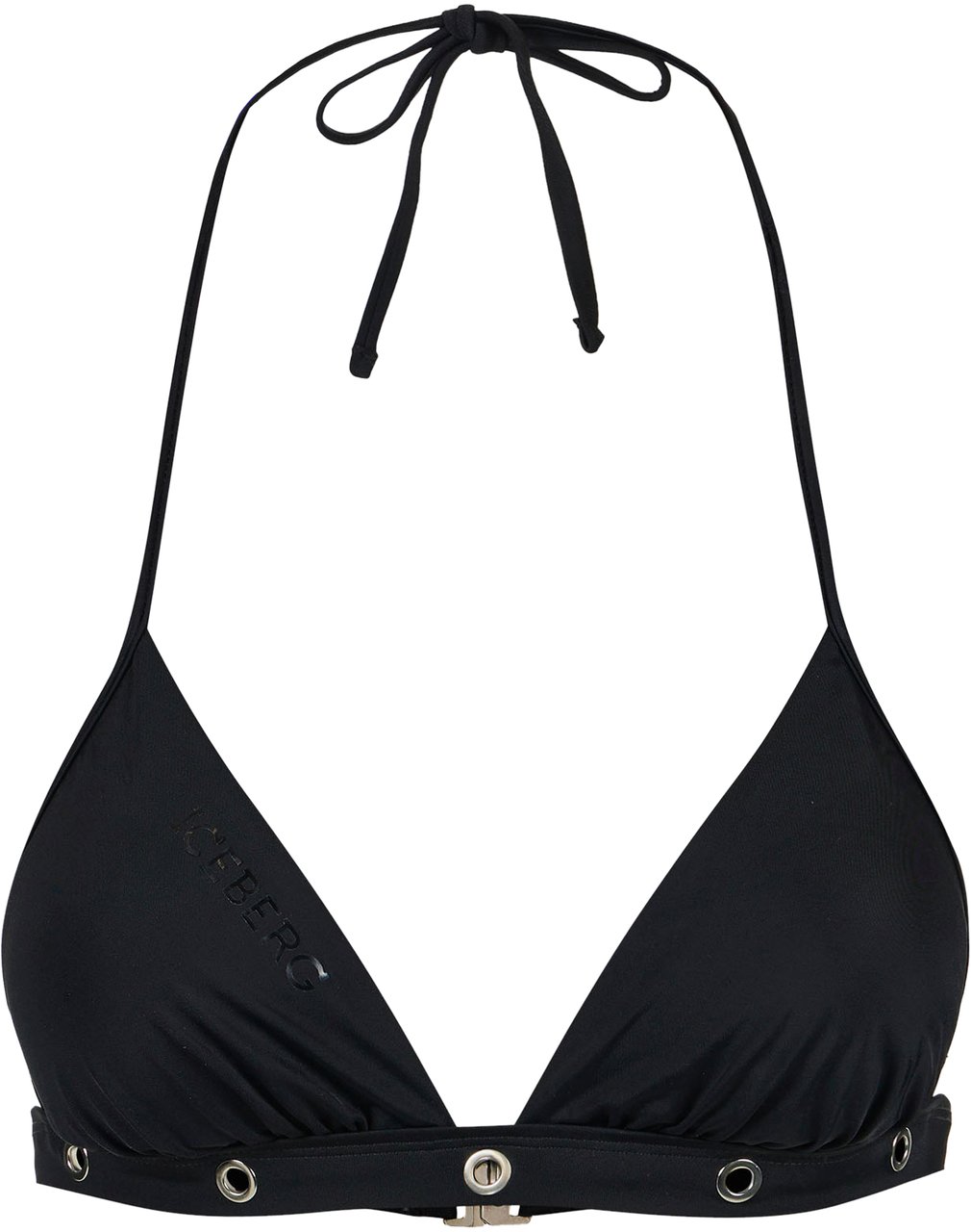 Iceberg Black Triangle Swimsuit Top with Metal Studs Under the Bust Zwart