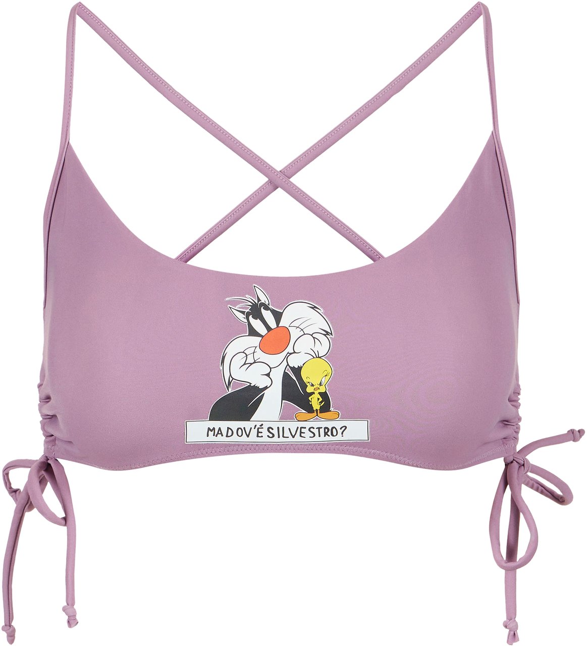 Iceberg Purple Bandeau Swimsuit Top with Garfield Print in the Center Paars