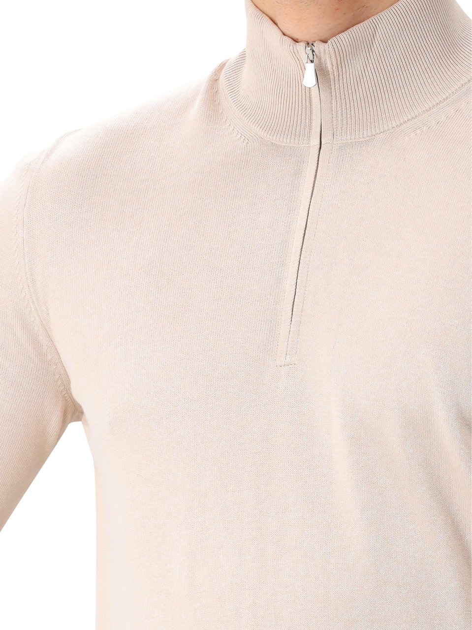 Gran Sasso Gran Sasso Trui Bruin Mock Zip Bruin