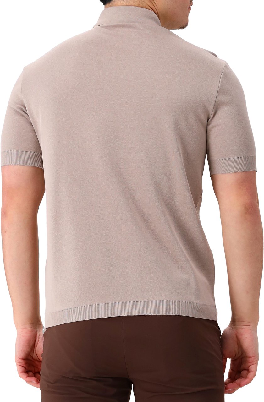 Herno Polo Manica Corta Con Bordi Continui Beige