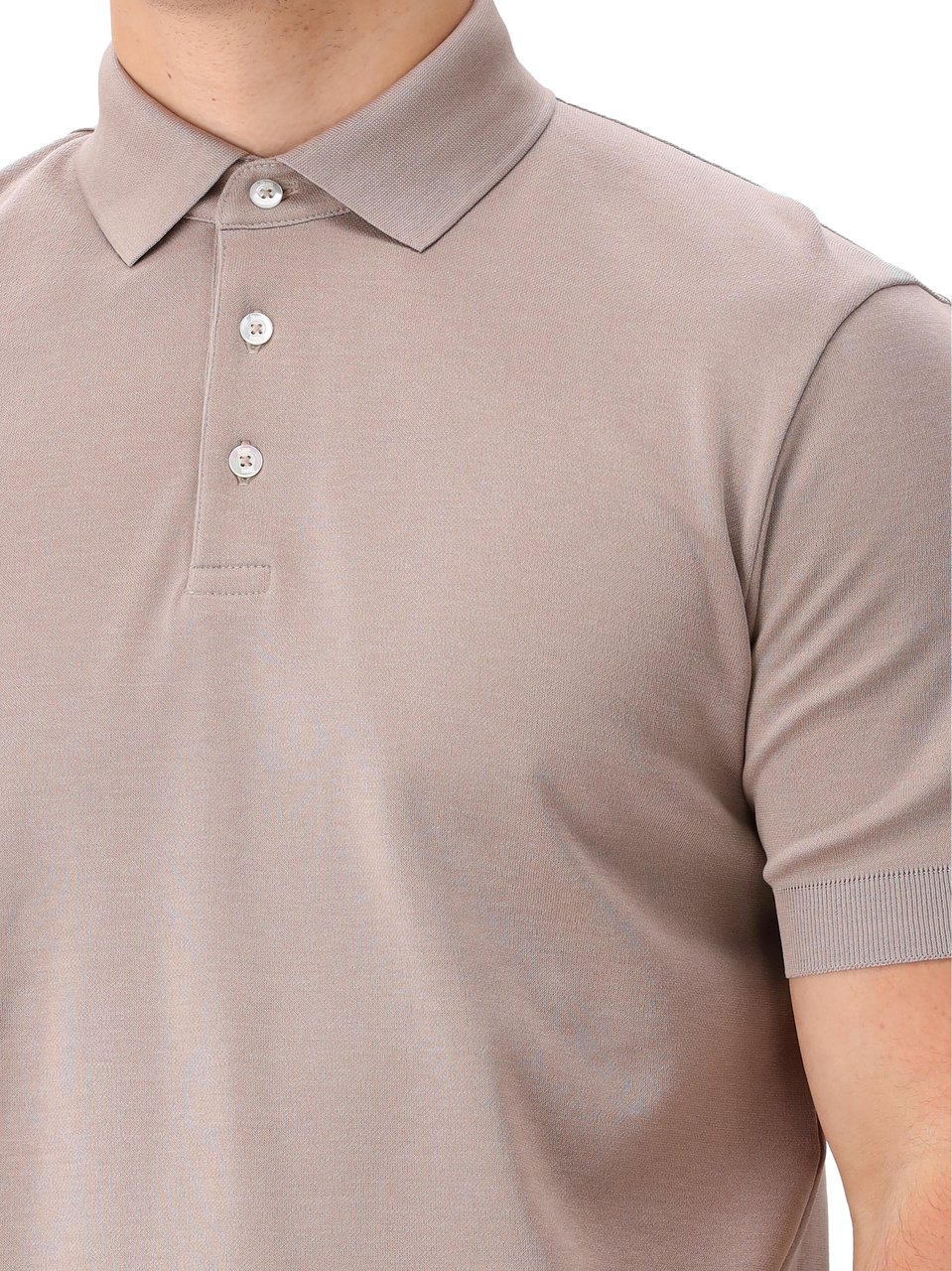 Herno Polo Manica Corta Con Bordi Continui Beige