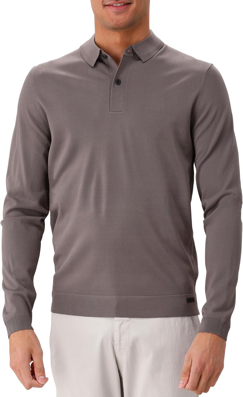 Genti Genti Longsleeve Polo Bruin Bruin