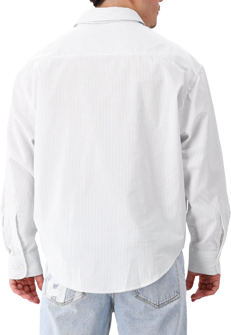 AMI Paris AMI Paris Overhemd Wit/Blauw Boxy Fit Shirt Wit