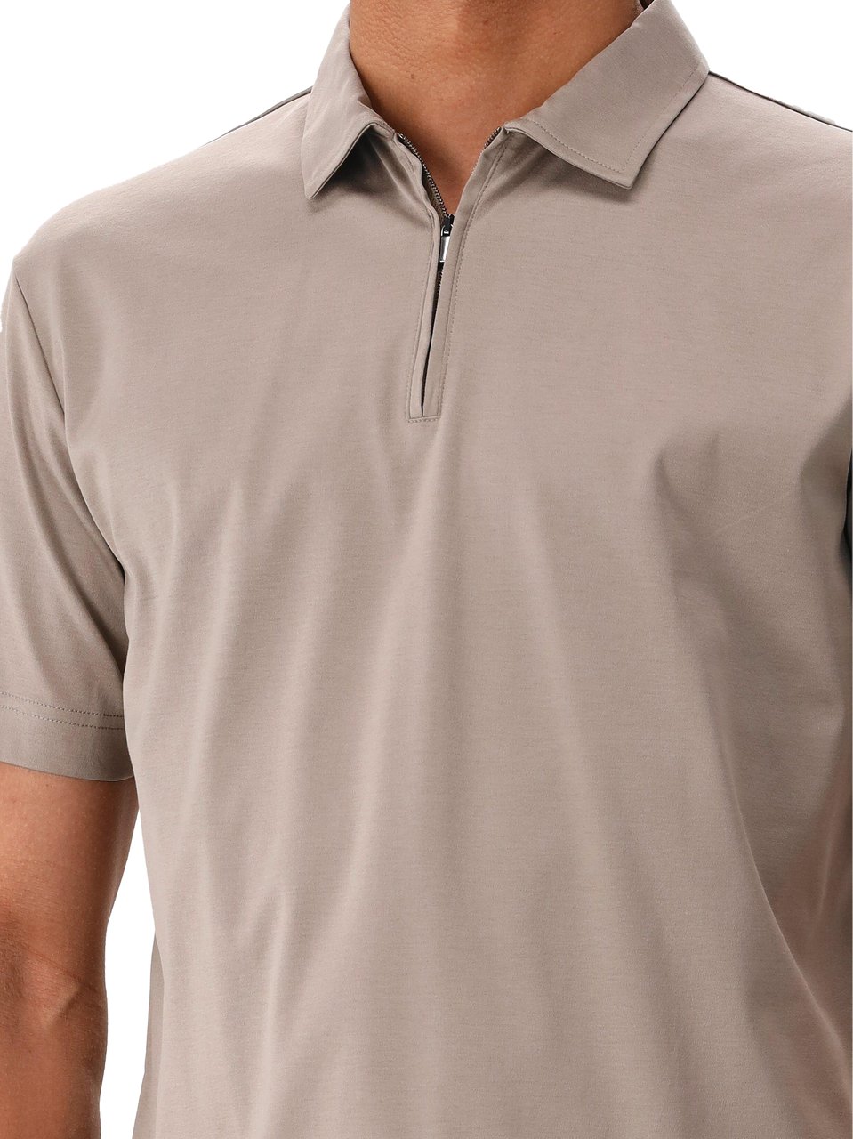 Valenza Valenza Zip Polo Supima Lead Grey Bruin