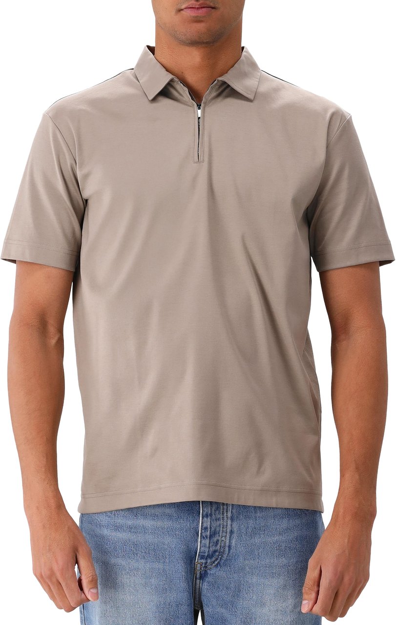 Valenza Valenza Zip Polo Supima Lead Grey Bruin